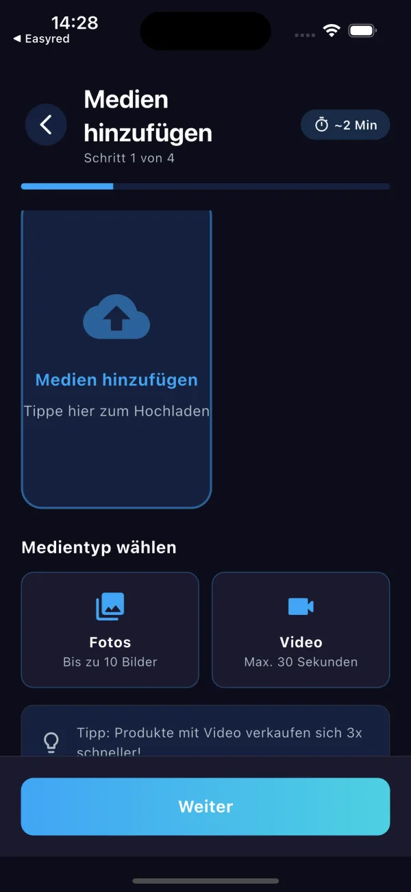 Produkt verkaufen und Medien hinzuf&uuml;gen